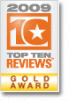 TopTenREVIEWS Gold Award Winner