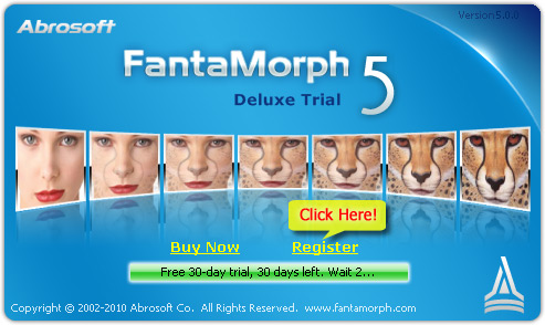 FantaMorph Startup Window
